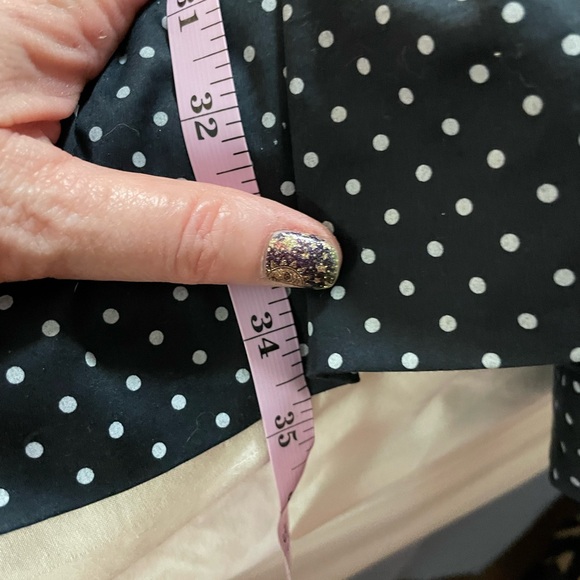 Ann Taylor Petites navy blue gray Polka Dot Faux Wrap Dress quarter sleeve 0P - Picture 16 of 16